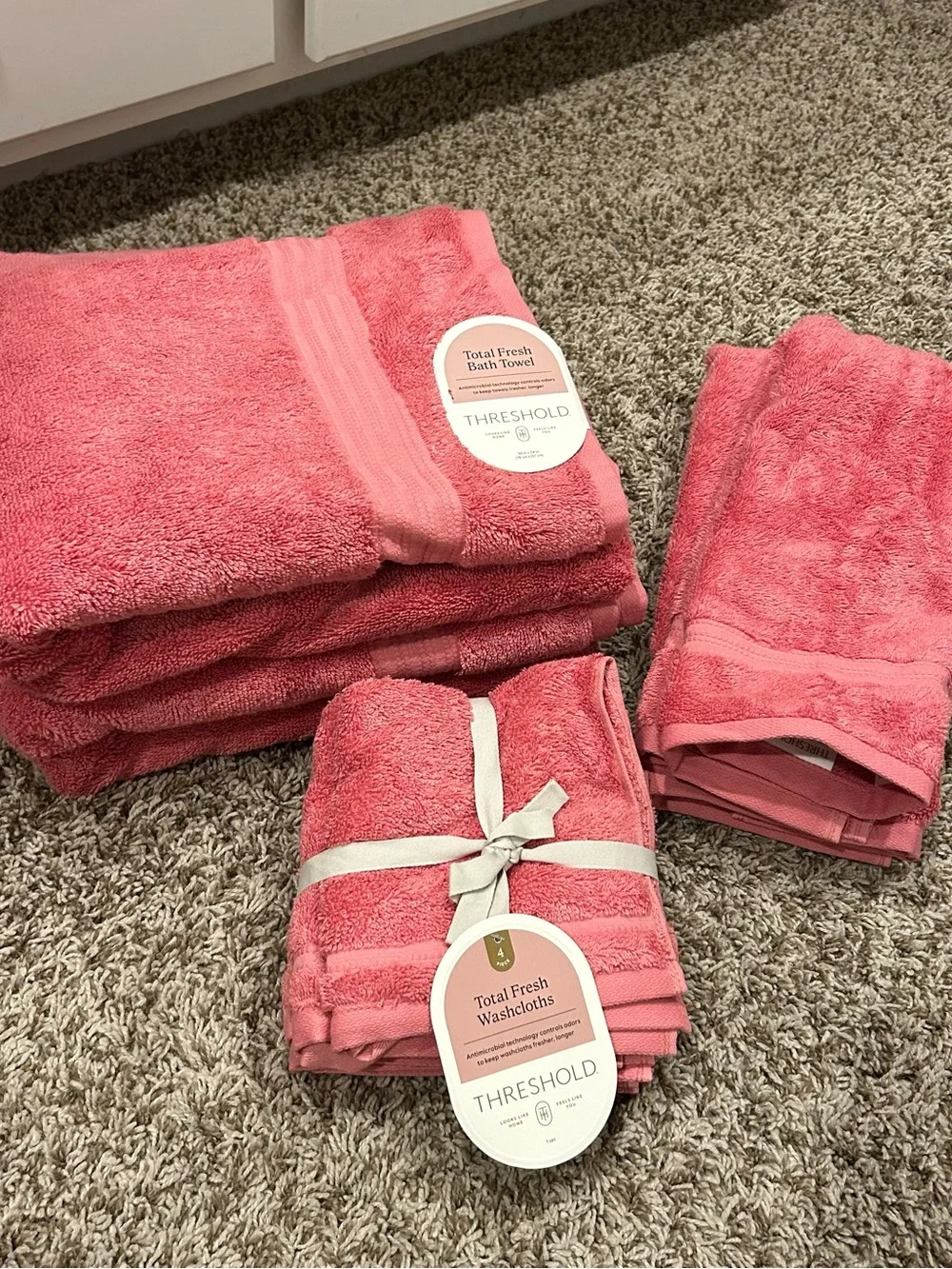 Threshold 100% Cotton Pink Towels Set of 8